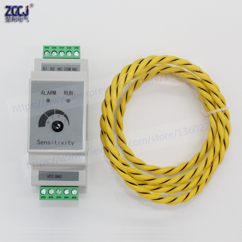 Water Leak Detector Wired - センサーワイヤー付き液体漏水検知器,水スイッチ,出力リレー,漏れ検知器,35mm, 2m