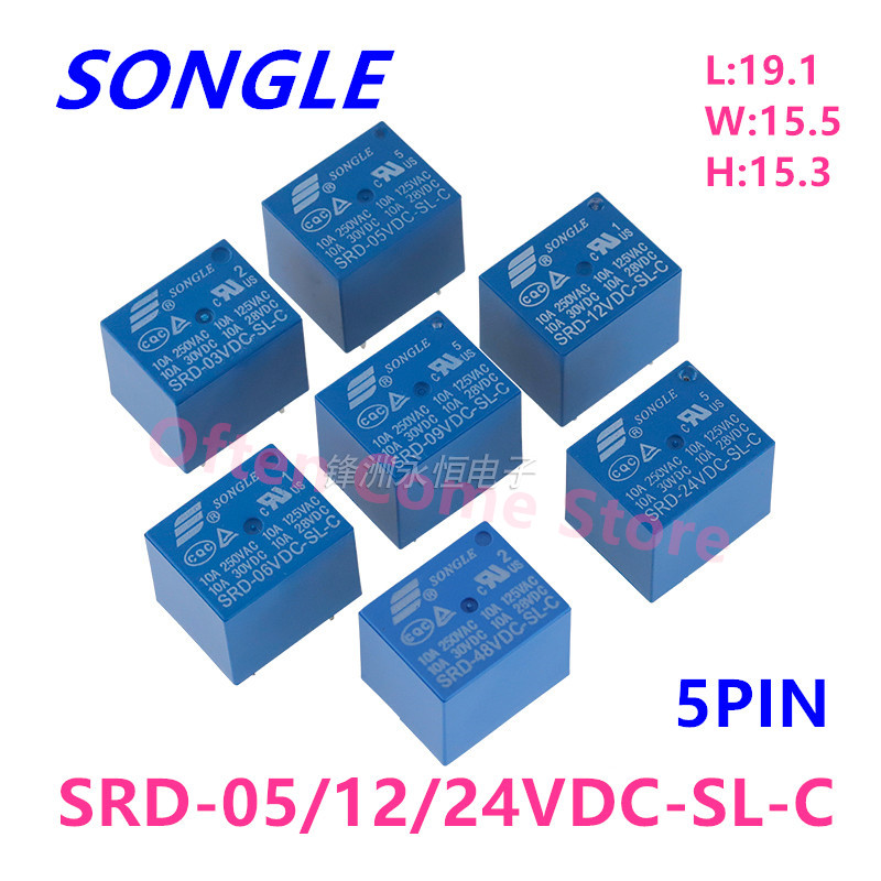 Shelly Relay Module - 5 個の新しいリレー SRD-05VDC-SL-C SRD-12VDC-SL-C SRD-24VDC-SL-C SRD