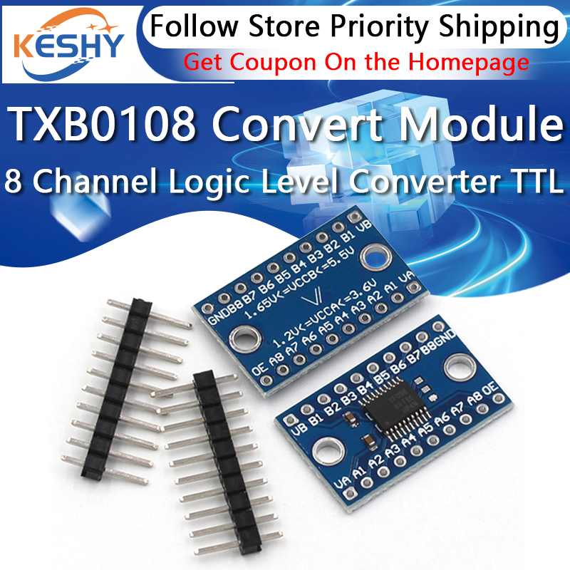 Level Shifter 3.3V - 双方向ロジックレベルコンバーター,相互変換モジュール,ttl,txb0108,3.3v,5v,8チャンネル,txs0108e