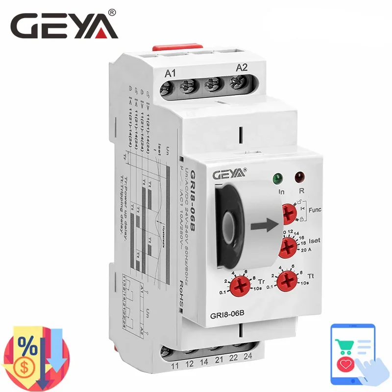 Shelly Relay Module - GEYA GRI8-06 AC DC 電流センサーリレー 2NO2NC