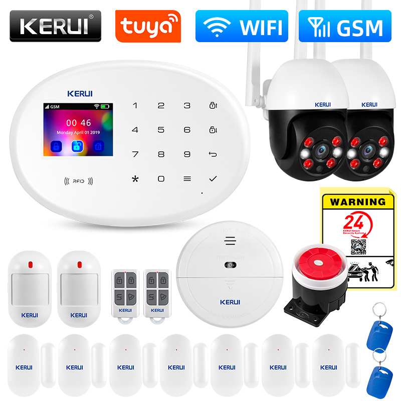 Smart Home Automation Diy - Kerui-コネクテッドアプリケーション,w202,Alexaと互換性のある,モーションセンサー,セキュリティ保護を備えたGSMアラームシステムキット