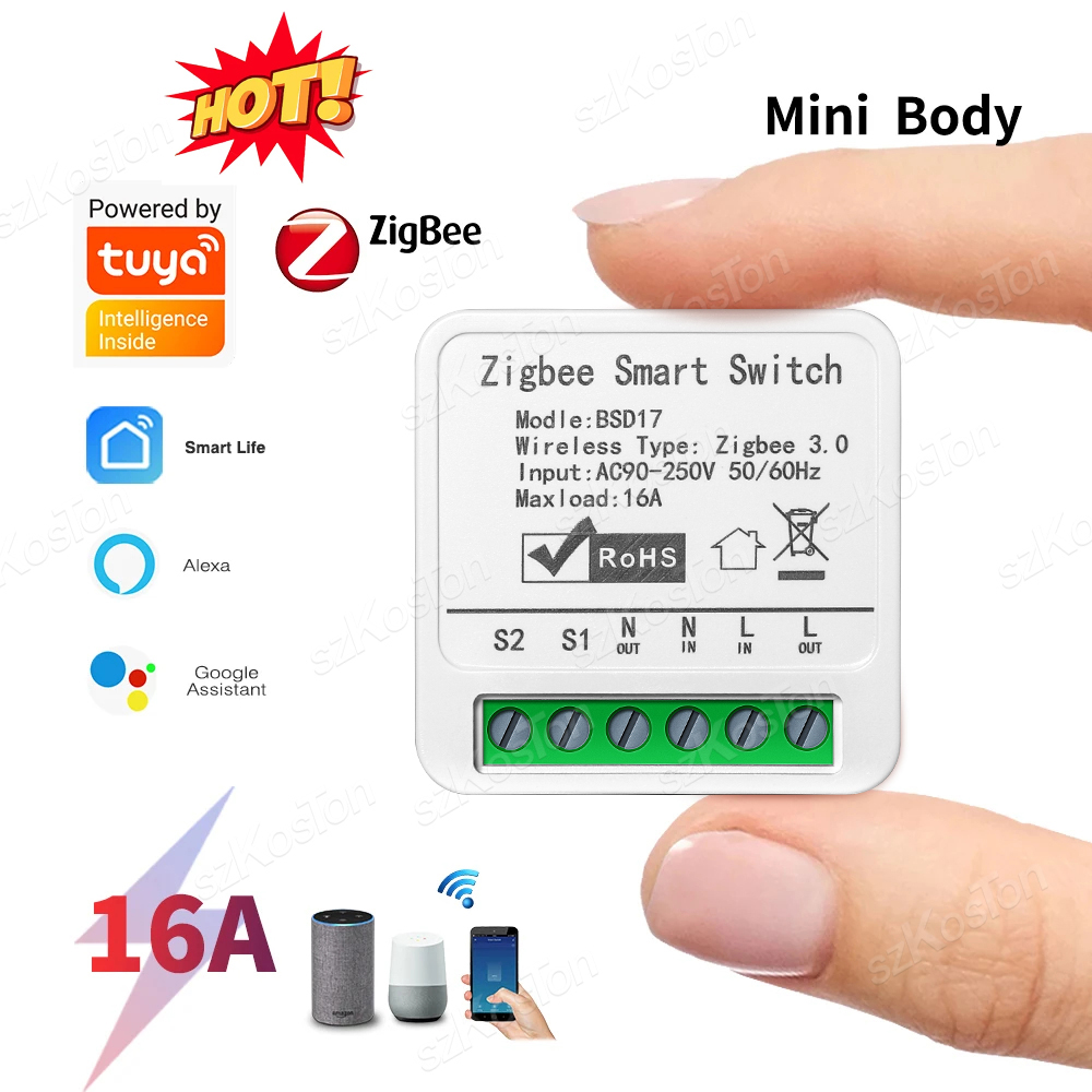 Diy Home Automation Hub - 16A Tuya ZigBeeスマートスイッチモジュール スマートホームオートメーション ミニDIYブレーカーリレー Alexa、Googleスマートライフアプリ対応