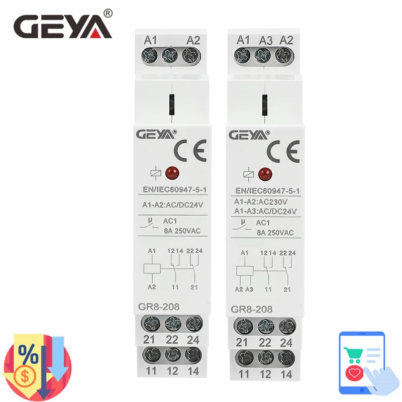 GEYA GR8-208 補助リレー中間スイッチ 8A 2S - Shelly Relay Module のレビューと価格