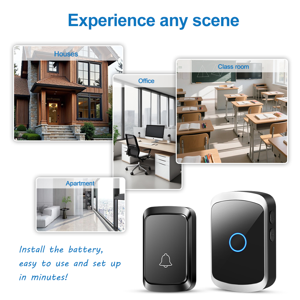 スマートワイヤレスドアベル ドアチャイムキット ソケット不要 - Smart Home Automation Diy のレビューと価格