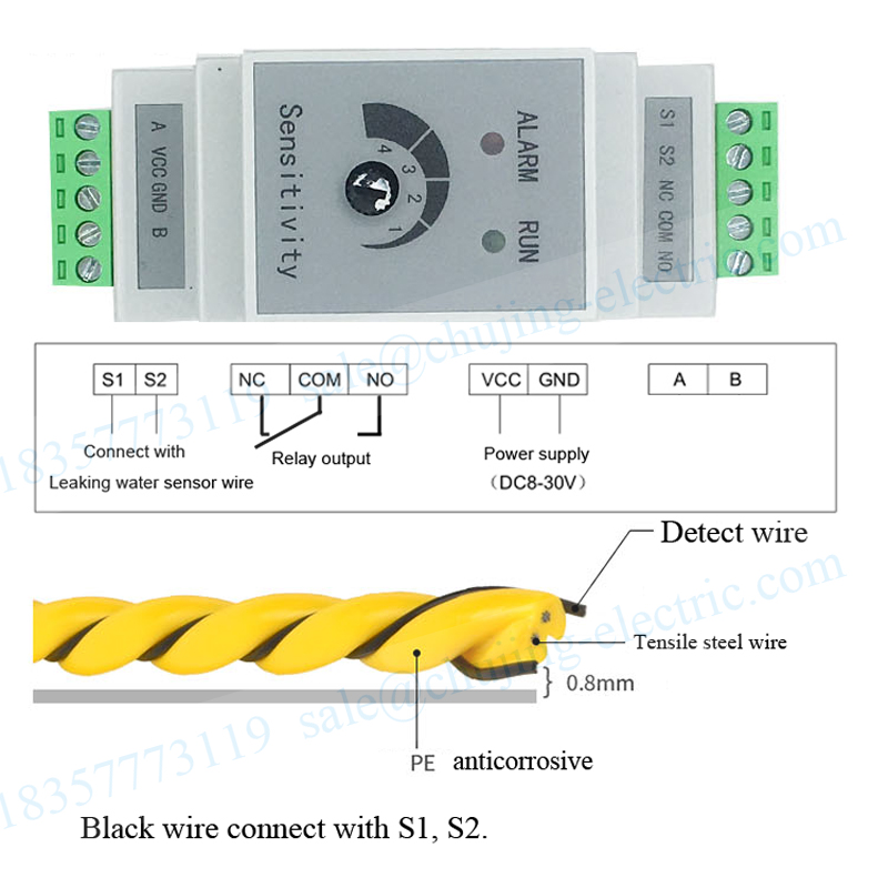 1セットdin液体漏水検知器警報装置とセンサーワイヤー水スイ - Water Leak Detector Wired のレビューと価格