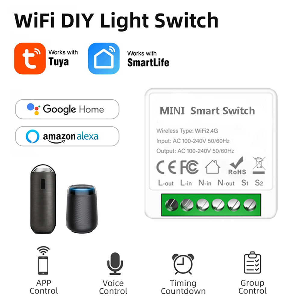 2 ウェイ制御 Tuya ミニ 16A WiFi DIY ス - Smart Home Automation Diy のレビューと価格