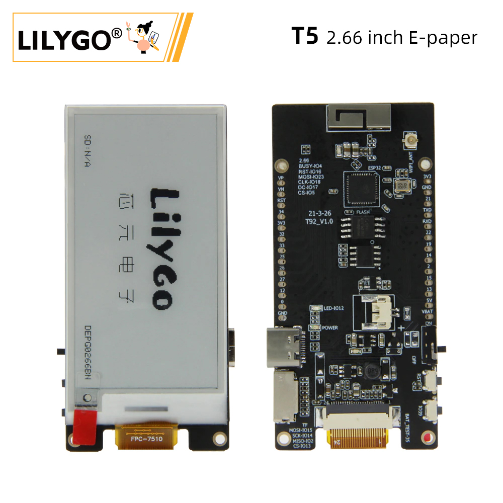 LILYGO® TTGO T5 2.66-Inch E-Pa - Home Automation Arduino のレビューと価格