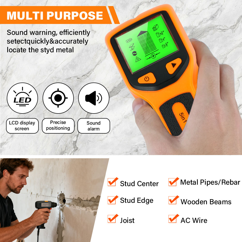 壁スタッド探知機 5 in 1 ハンドヘルドデジタル木材スキ - Water Leak Detector Wired のレビューと価格