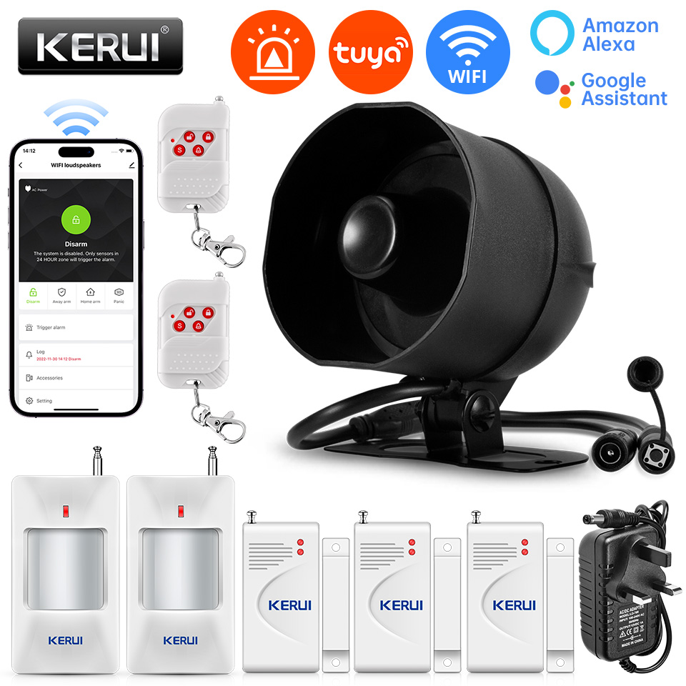 KERUI 120db サイレン警報システム WiFi Tu - Smart Home Automation Diy のレビューと価格
