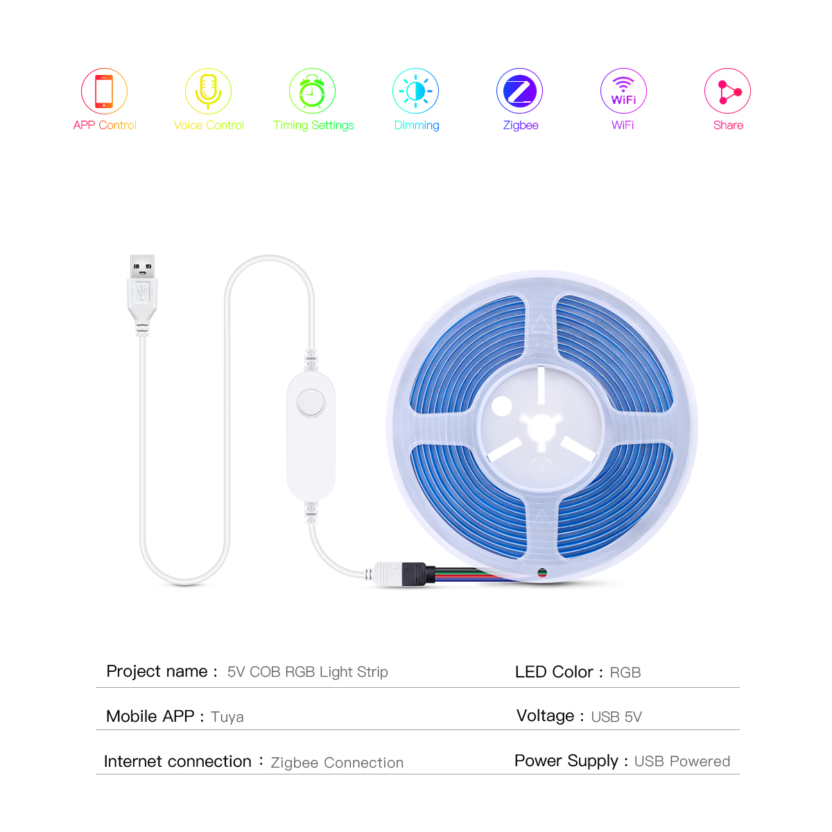 ZigBee LEDストリップライト スマートTuya CO - Zigbee Coordinator Stick のレビューと価格