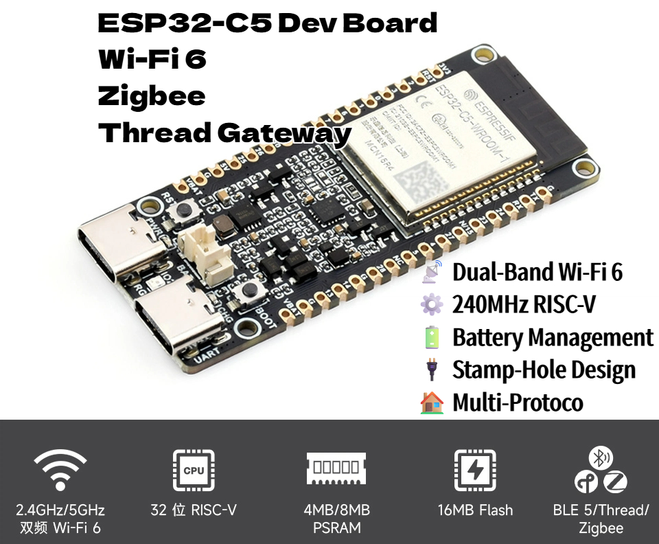 ESP32-C5 デュアルバンド Wi-Fi 6 & BLE - Matter Hub Thread のレビューと価格