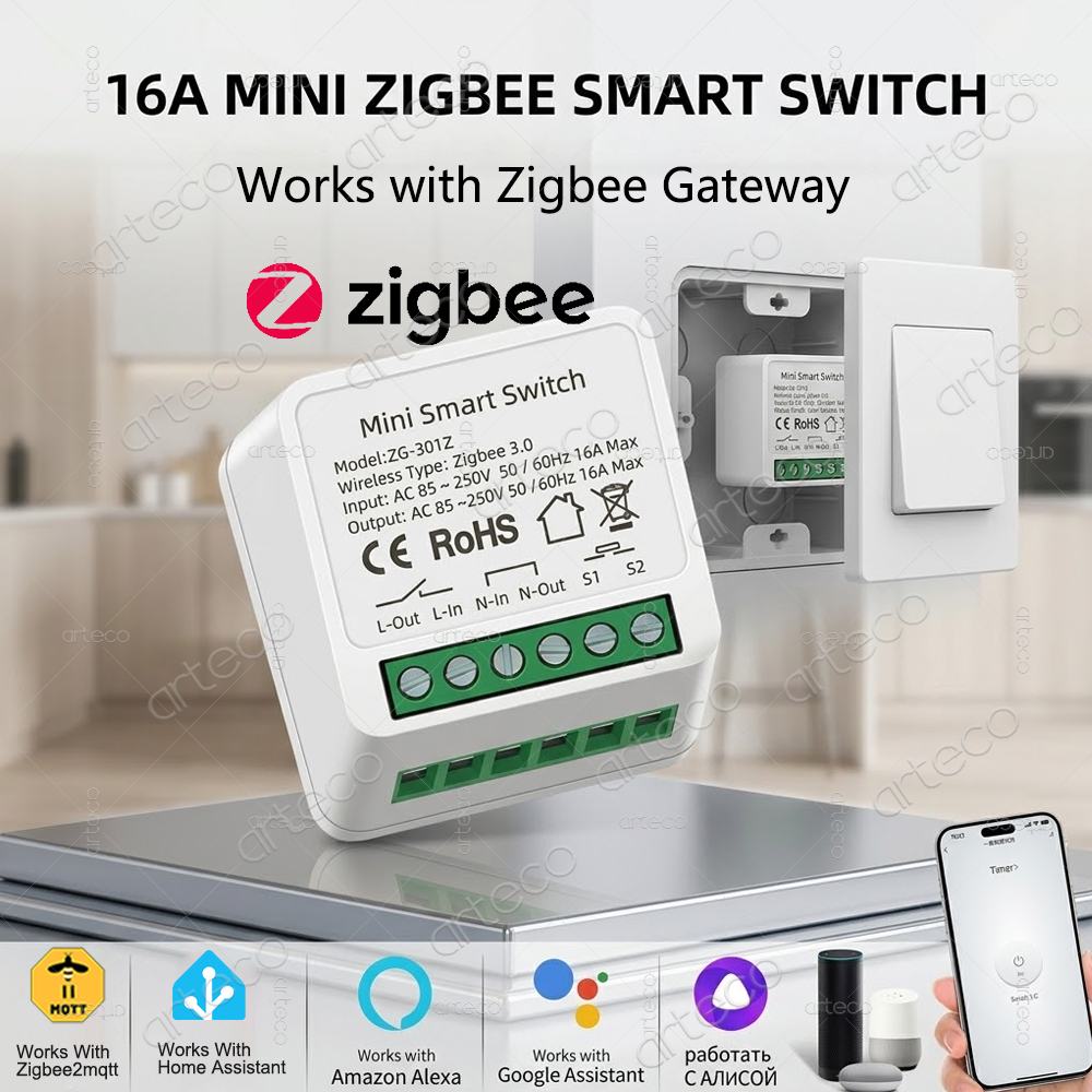 ミニ Zigbee 3.0 スマート スイッチ 16A ミニ - Diy Home Automation Hub のレビューと価格